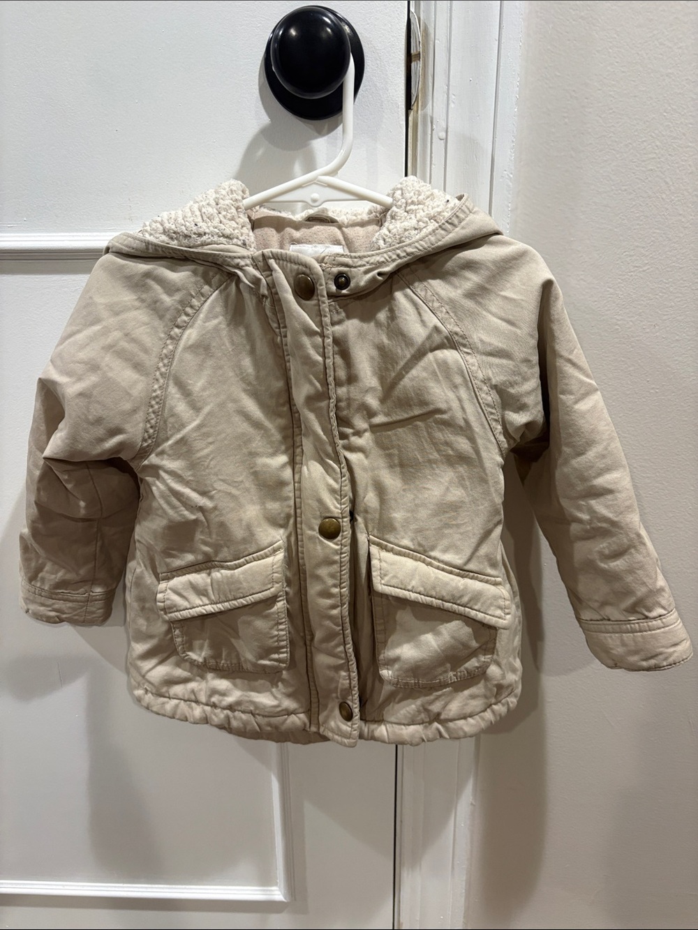 Old Navy Kids Hooded Sherpa-Lined Jacket - Cream